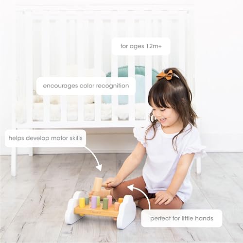 Image of Pearhead Montessori Hammer Bench, Wooden Pounding Toy for Toddlers | Early Development Activity, Fine Motor Practice, Colorful Interactive Play, Ages 1+