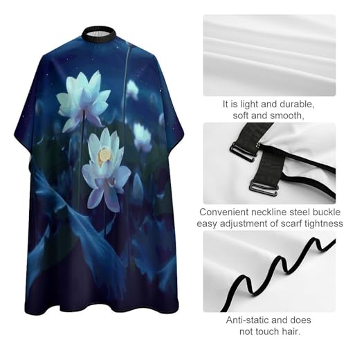 Capa para corte de cabello Night Lotus Flowers ajustable miniatura 4