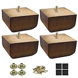 AORYVIC Sofa Legs Square Bed Feet 2 inch Wood Replacement Leg for Furniture Set of 4, Dark Brown