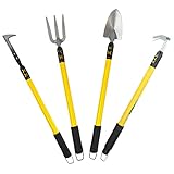 AB Tools 4PC Garden Fork, Rake, Weeder & Spade Shovel Telescopic Extendable 25" - 37"