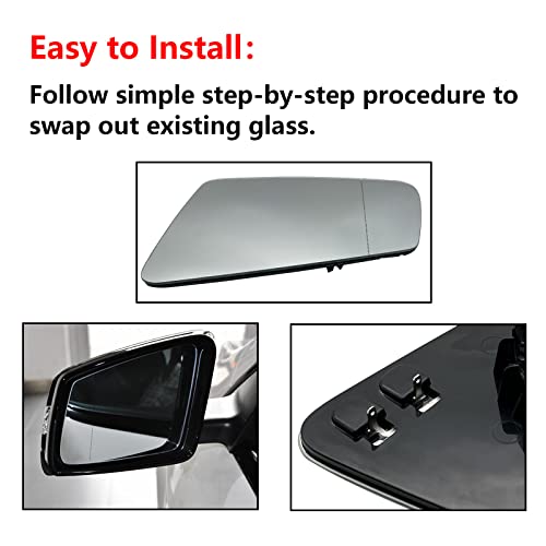 Left Driver Side Heated Mirror Glass Replacement For Mercedes-Benz S/C/E-class W212 W204 W221- Power Heated, with Backing Plate by Yeparie - Image 5