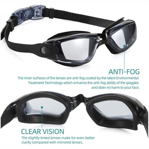 Image of First Lens Swimming Combo For Men & Women UV protection Goggle, Silicone Cap & Soft Protective Case - Silver Goggle+silicone cap+cover yellow-purple