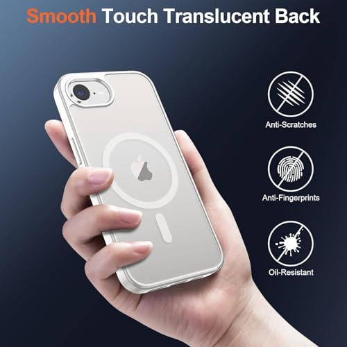 Image of DIZORO Compatible iPhone 17e / iPhone 16e Case,Compatible with MagSafe, Non Yellow Military-Grade Drop Protection & Hard PC Back Cover Slim Transparent Anti-Scratch Shockproof Phone Case - White