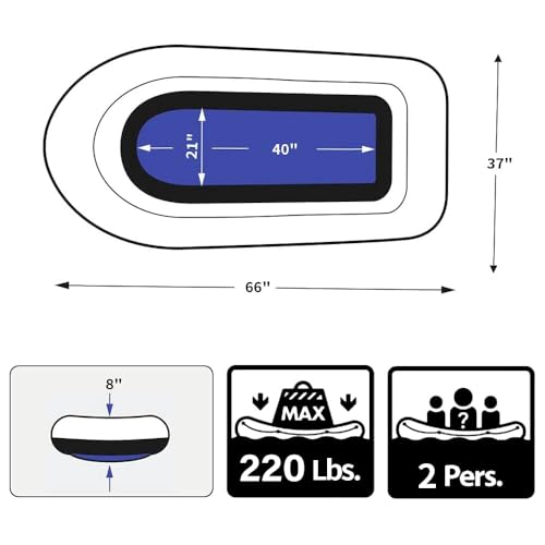 PLKO Inflatable Boat,Swimming Pool Lake Float Raft for Adults,Inflatable Canoe 2 Person - Image 2