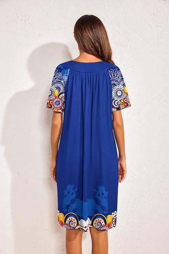Image of Ekouaer Womens House Dress Floral Print Nightgown with Pockets Mumu Dress