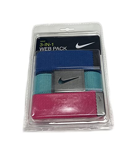 Nike New 3-in-1 Blue/Teal/Pink Golf Web Belt Pack Cut-to-Length OSFM - Main Image