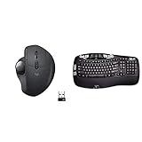 Logitech MX Ergo Wireless Trackball Mouse – Adjustable Ergonomic Design (Bluetooth or USB), Graphite & K350 2.4Ghz Wireless Keyboard
