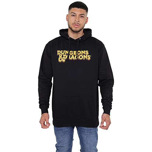 Cotton Soul Dungeons & Dragons 70s Logo Mens Hoodie, Black, LRG