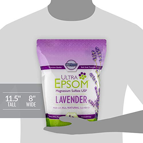 SaltWorks Ultra Epsom, Lavender Scented Premium Epsom Bath Salt, 5 Pound Resealable Bag