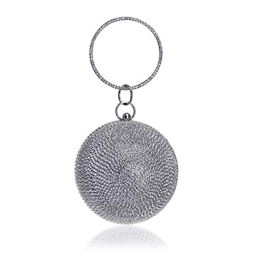 Image of Ball Shape Clutch Purse Party Handbag Rhinestone Ring Handle Evening Bag