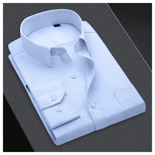 Camisa social masculina de botão de cor sólida casual básica manga longa para trabalho, Azul claro - 1, XGG