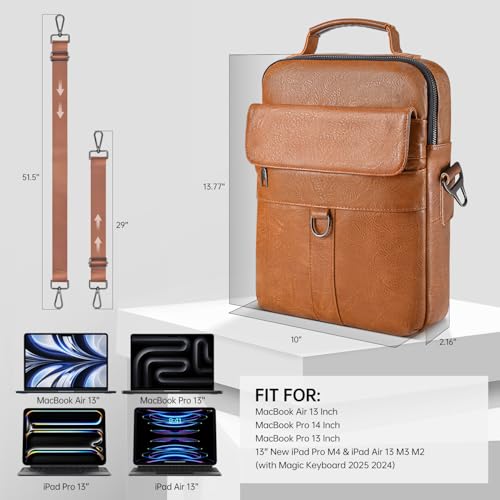 Image of 13 Inch Laptop Shoulder Bag Leather Carrying Case for Macbook Air 13 inch M5-M2 / MacBook Neo 13 A18 /iPad Air 13 inch /Pro 13 inch M5 M4 M3