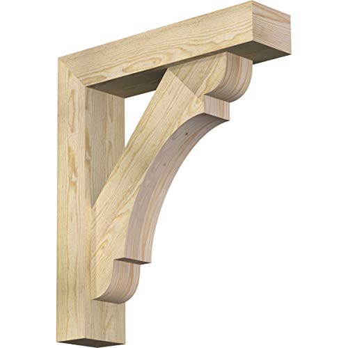 Ekena Millwork BKT0604X26X30OLY05RDF Olympic Block Bracket w/Offset Brace, Douglas Fir