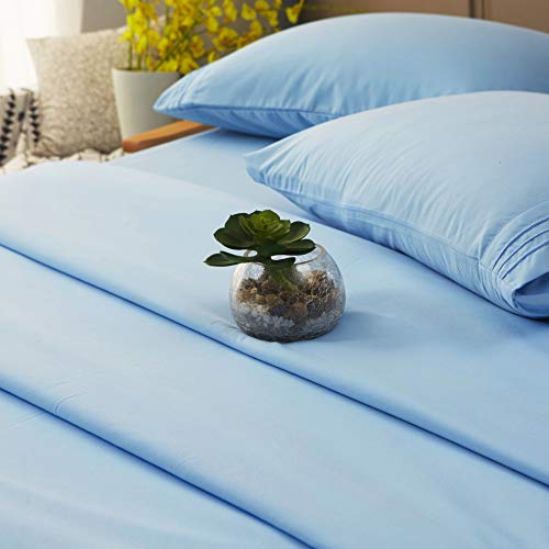 Image of SONORO KATE Bed Sheet Set Super Soft Microfiber 1800 Series Luxury Egyptian Sheets 18-Inch Deep Pocket Wrinkle and Hypoallergenic-4 Piece(King Lake Blue)
