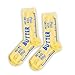 VELENTI Butter Socks – Funny Food Novelty Crew Socks for Women 5–10 & Men 4.5–8.5 | Yellow Socks with Blue Butter Print | Soft Cotton Blend | Unique Gift for Chefs, Food Lovers & Bakers