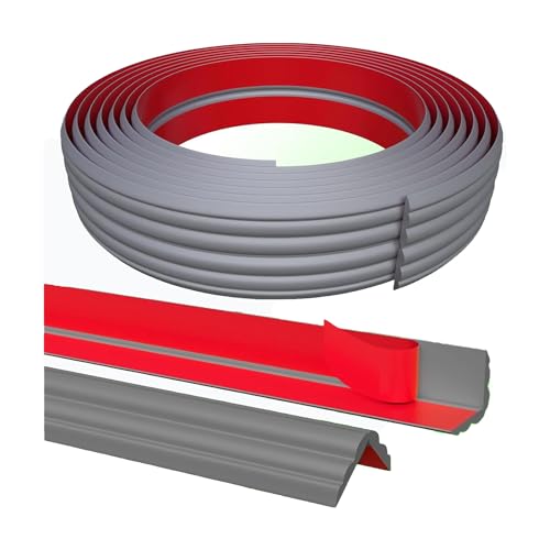 Plinthe Souple AutoadhéSive Moulure Adhesive Baguette Finition Plan De Travail Cuisine Baguette De Finition,Moulure Murale Adhesive,Moulure Plafond pour Protection Angle Mur,Gris 5m*2cm