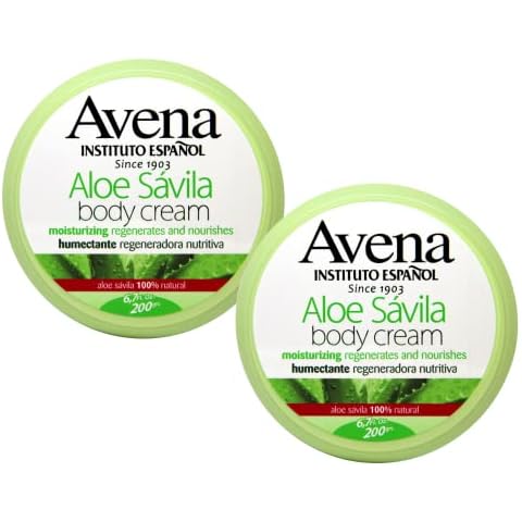 Avena Instituto Español Aloe Savila Body Cream, Moisturizing, Regenerates and Nourishes, 2-pack Of 6.7 FL Oz each, 2 Jars Cover