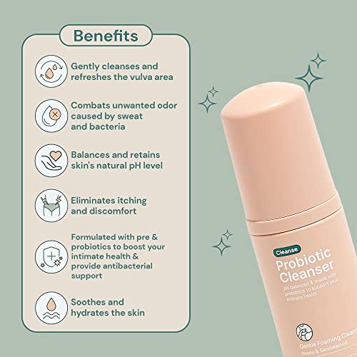 Ease - Probiotic Cleanser, Intimate Foaming Feminine Wash, Gentle Feminine Care Formula For Itching And Discomfort, Soothing And Hydrating Ph Balance Feminine Wash, 150 Ml, Peony And Sandalwood #TOP2