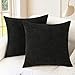 CaliTime Pack of 2 Cozy Throw Pillow Covers Cases for Couch Sofa Home Decoration Solid Dyed Soft Chenille 20 X 20 Inches Black