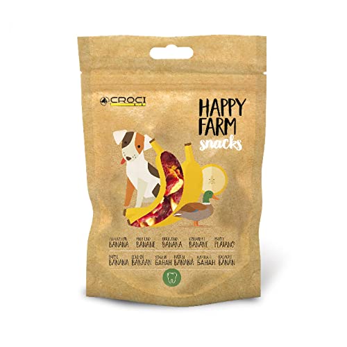 Croci Happy Farm - Premio masticativo per cani, snack cane naturale, con verdure , Anatra e Banana, 80 GR