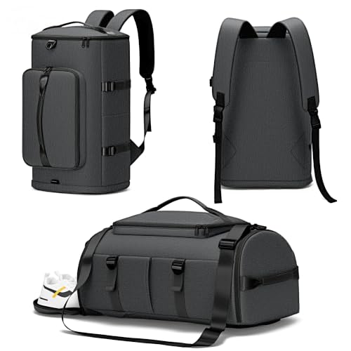 Image of MIYCOO Gym Bag with Shoes Compartment, Duffle Bag, Backpack with Wet Pocket | 3-Way Carry Travel Backpack, Sports Backpack for Men Women, Weekender Overnight Bag for Gym Travel Sports - Dark Gray
