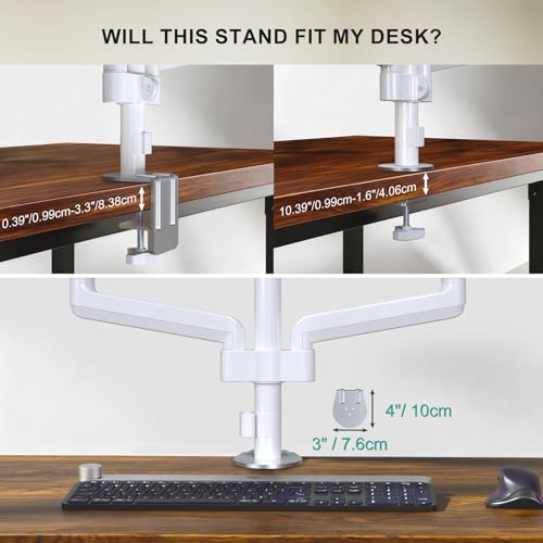 Image of WALI Triple Monitor Mount for 13-32 inch Screens, Adjustable 3 Monitor Desk Mount with Swivel, Tilt, Clamp & Grommet Kit, Triple Monitor Stand for Desk, VESA 75x75 /100x100mm (GSDM003W), White