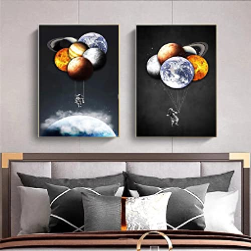 Toile spaceman galaxy pour habiller un mur vide avec une affiche abstraite géante 70x100cm