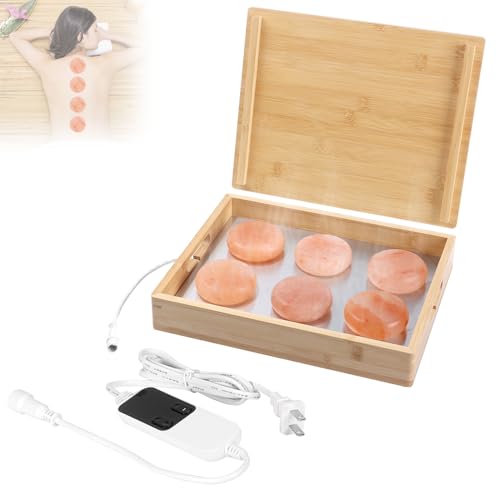 OnVisit Himalaya Salt Stone Massage Set With Heater,Stone Massage Warmer With 6PCS Pink Crystal Spa Stones,Salt Massage Warmer with Temperature Controller for Relaxation, Self Care, Spa Home Use