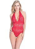 Oh la la Cheri Women's Stretch Lace Halter Teddy Apparel
