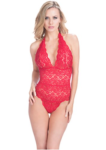 Oh la la Cheri Women's Stretch Lace Halter Teddy Apparel