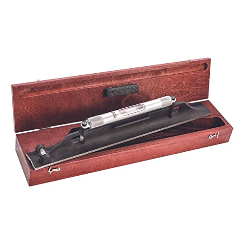 Image of Starrett Machinists' Level with Ground and Graduated Main Vial - Ideal for Machine Shop and Tool Room Use - 18 inch Length, Cross Test Vial, With Wood Case - 98Z-18
