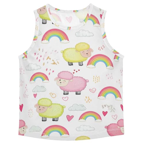 J JOYSAY Sheep Rainbow Hearts White Boys Tank Top Sleeveless Muscle Shirts Quick Dry Kids T-Shirts 3-15T