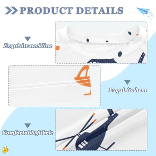 Boys Swing Shirts Helicopter Flying Airplane Rashguard Short Sleeve Kids T-Shirts Sun UPF 50+3