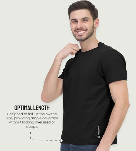 Image of Freecultr Truly Classic Organic Men's Cotton T-Shirt | Solid Round Neck Half Sleeve | Plain Stylish t Shirts | Regular Fit | Casual Comfortable T Shirt for Man