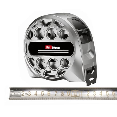 Meichoon Stainless Steel Tape Measure 5M/16FT Open Frame Measuring with Laser Engraved Metric Scale Anti-Wear Tape Belt Clip