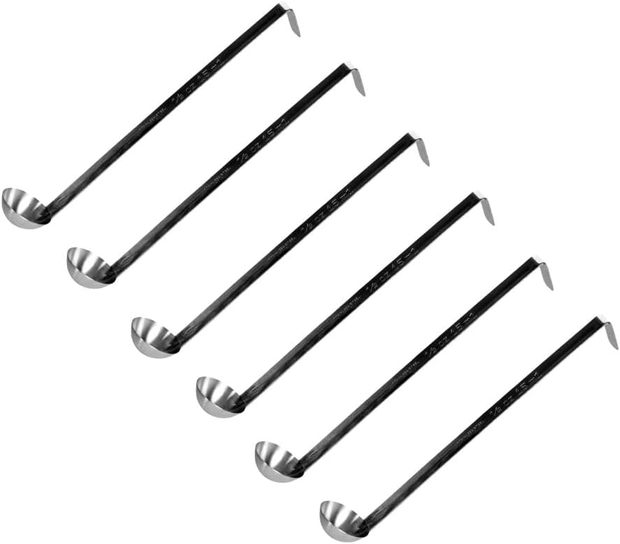 Soro Essentials- 0.5 oz. Stainless Steel Ladle with Hooked Handle Set of 6- Ladle with Long Handle Serving Scoops Heavy-Duty Ladles Portioning Stirring Serving Soups Chili Stew Home Kitchen