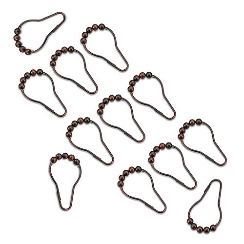 Oil Rubbed Bronze Roller Shower Curtain Rings - Set of 12