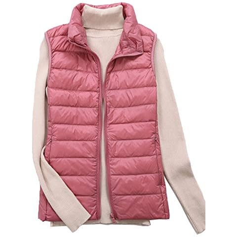 Shengwan Women's Down Gilet Puffer Jacket Coat Vest Packable Ultra Light Sleeveless Gilets Body Warmers Pink XL Cover