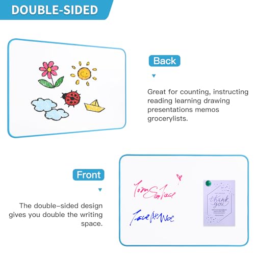 Magnetisches Mini Whiteboard Set - Magnetwand kinder im A4 Format (30 x 21 cm) inklusive trocken abwischbaren Stiften, Magnete und Radiergummi. Ideal für Kinder.