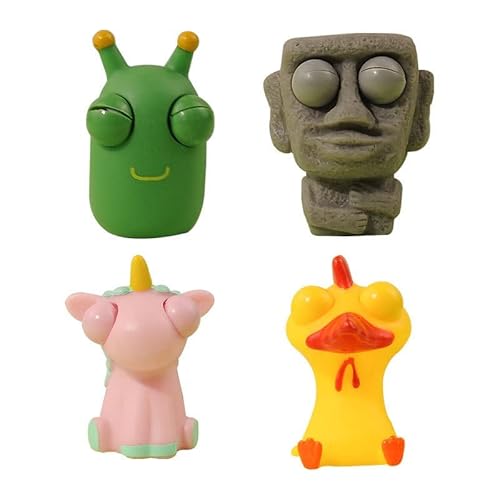 4 Stück Squishy Squeeze Spielzeug, Popping Out Eyes Squeeze Toys, Stress Squeeze Spielzeug für Erwachsene Stress Ball Knetball zum Quetschen Popping Out Eyes Squeeze Toys Handspielzeug Cover
