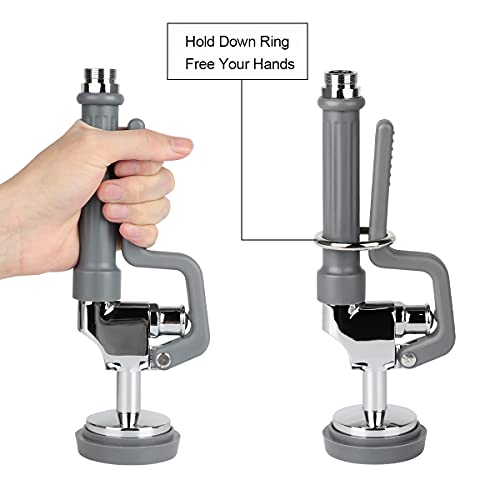 Kollniun Pre Rinse Sprayer Head With Handle Grip Commercial Kitchen Sink Faucet Spray Valve Nozzle 1.42 Gpm High Pressure Dish Spray Face For Restaurant Industrial Dishwasher, Gray #TOP3