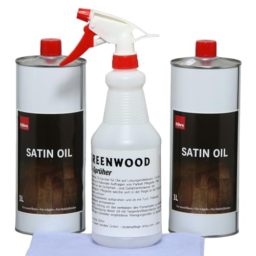 Preisvergleich Produktbild HPS® Sparset - Kährs Satin Öl 2x1Liter inkl. Satin-Öl Auftragsvlies + Öl-Sprüher