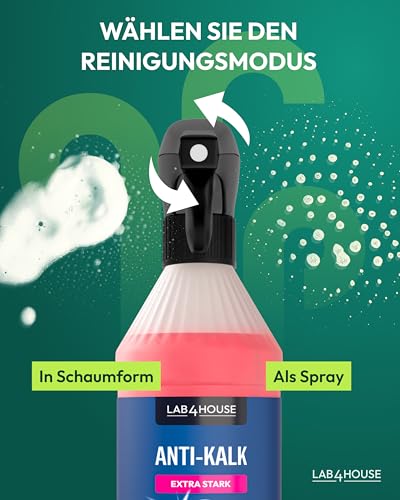 Lab4House | Anti-Kalk 1000 ml Spray | Extra Starker Profi-Entkalker für Bad, Dusche & Küche | Entfernt Kalk, Rost & Urinstein – Ansicht 6