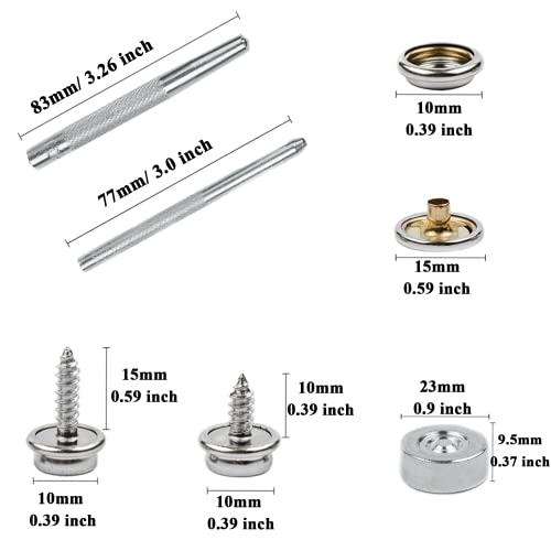 120Pcs Canvas Snap Button Kit, Marine Grade Stainless Steel Metal Screws Snaps With 2Pcs Setting Tool For Boat Cover Furniture (0.39”0.39&0.39”0.59) #TOP2