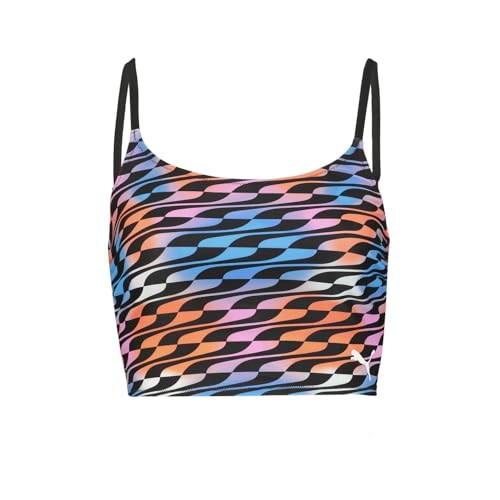 Image of PUMA Womens Swimwear Formstrip Longline Top Bikini top, Multi Coloured Black, X-Small