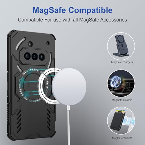 Image of Zapcase Back Case Cover for Nothing Phone (3a) 5G | Magnetic Case with Built-in Metal Ring | Supports MagSafe Charger, Wallet & Car Mount | Shockproof Hybrid PC + TPU | Black