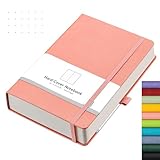 AHGXG Bullet Dotted Journal - 320 Numbered Pages Dot Grid Notebook A5 Thick Journal, 100gsm Thick Dotted Paper, Leather Hardcover,Inner Pocket, 5.75'' × 8.38'' - Pink