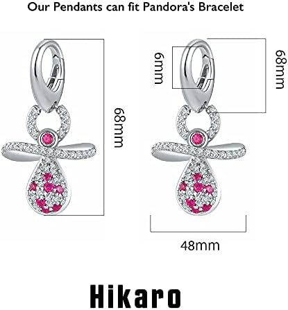 Amazon Brand-HIKARO Dangle Charms fit Pandora Bracelets 925 Sterling Silver 18K White Gold Sparkling Blue Sapphire Pendant Charms for Bracelets and Necklace Gift for Women