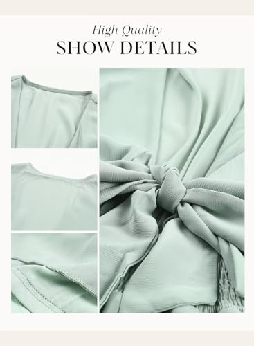 Image of Dokotoo Womens Casual Spring Fall 2025 Deep V Neck Knotted Tiered Chiffon Elegant Mini Short Swing Skater Dresses
