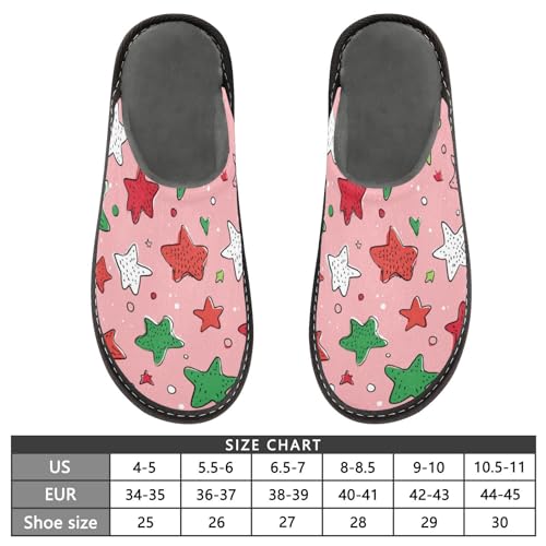 Slippers for Women Star Pattern on Pink Soft Fuzzy Women's Slippers Indoor and Outdoor Shoes3